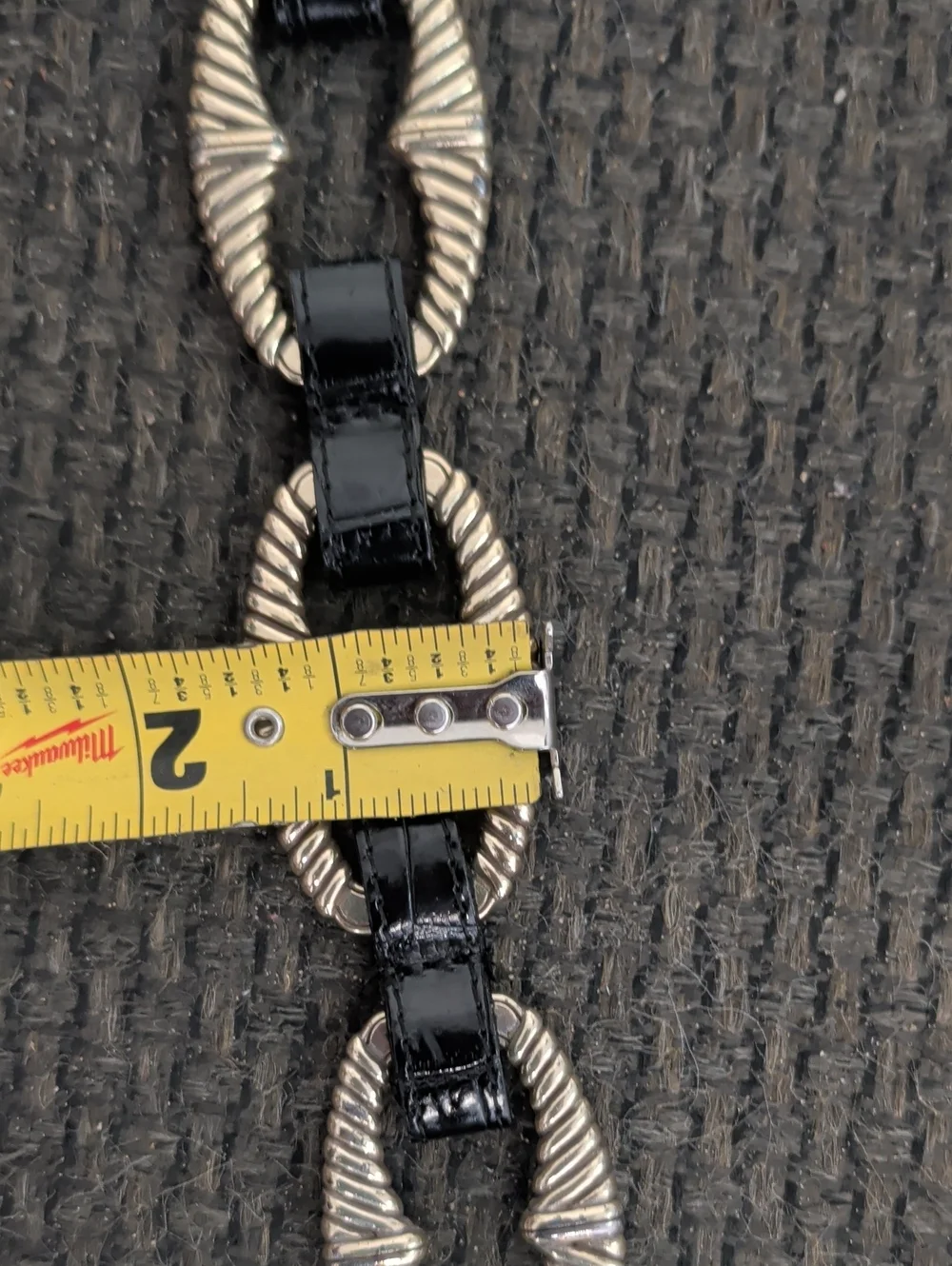 Brighton 38 Black Embossed Leather Silver Chain Link Belt Western Concho B30943